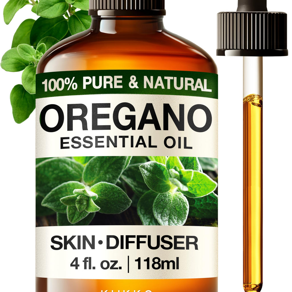 Kukka Oregano Essential Oil for Skin - 4 Fl Oz - 100% Pure Natural, Earthy & Herbaceous Scent, for Diffuser, Nails, Candle & Soa