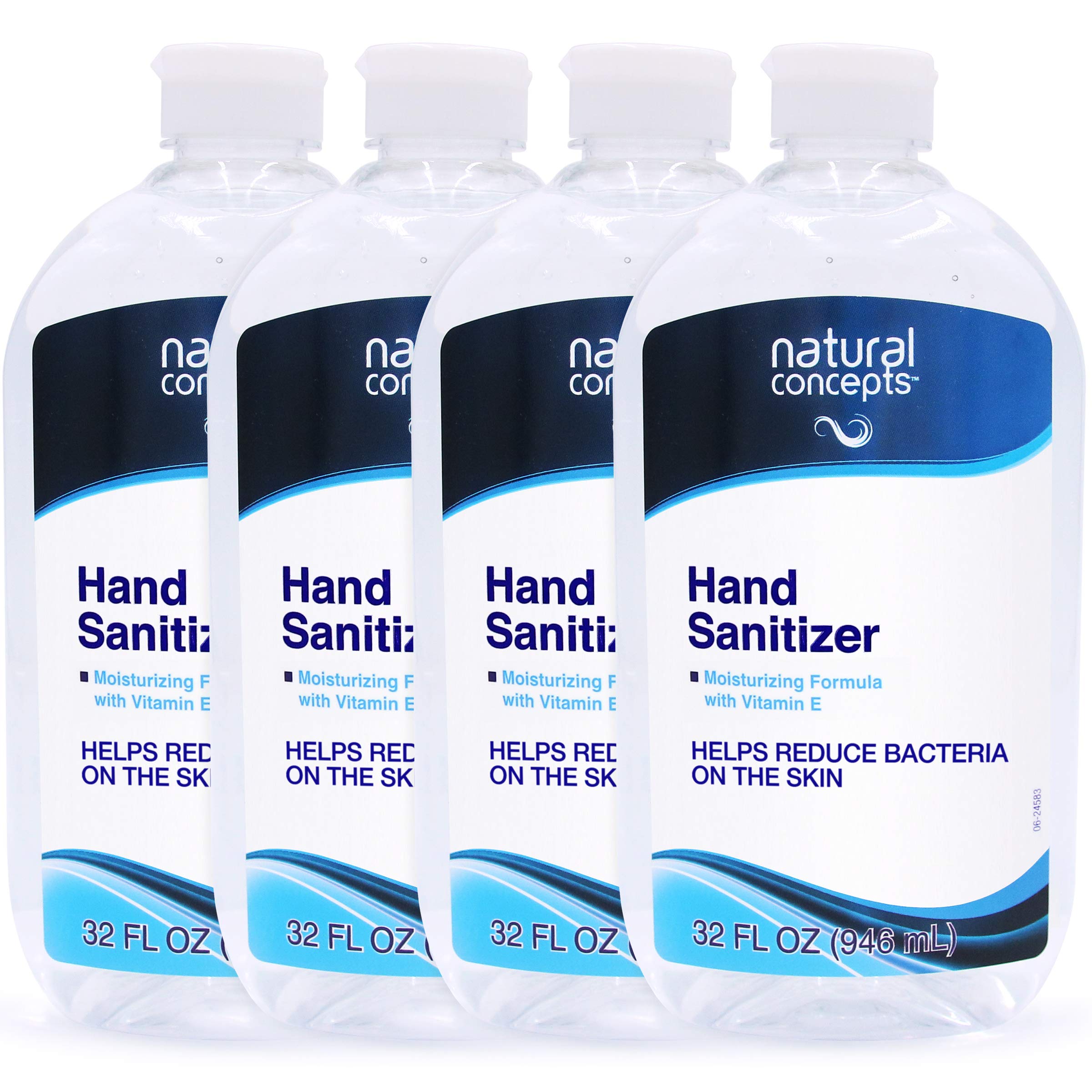 NATURAL CONCEPTS | Hand Sanitizer Gel, 32-oz Bottle, 4-Pack (128oz Bulk Pack), with Vitamin E, 65% Ethyl Alcohol | Made in Canad