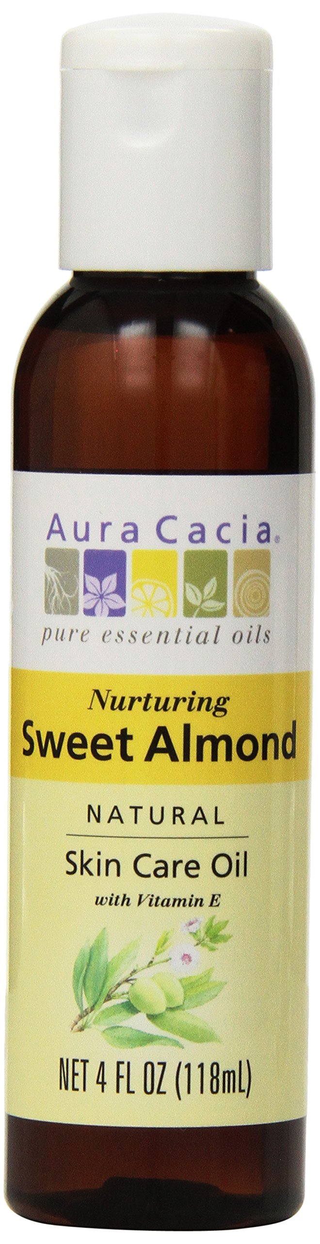 Aura Cacia Sweet Almond Skin Care Oil | GC/MS Tested for Purity | 118ml (4 fl. oz.)
