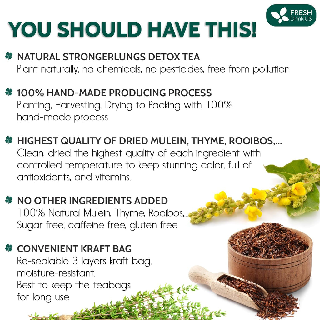 StrongerLungs Tea Bags - Supports Lung Cleanse, Congestion Relief & Mucus Detox