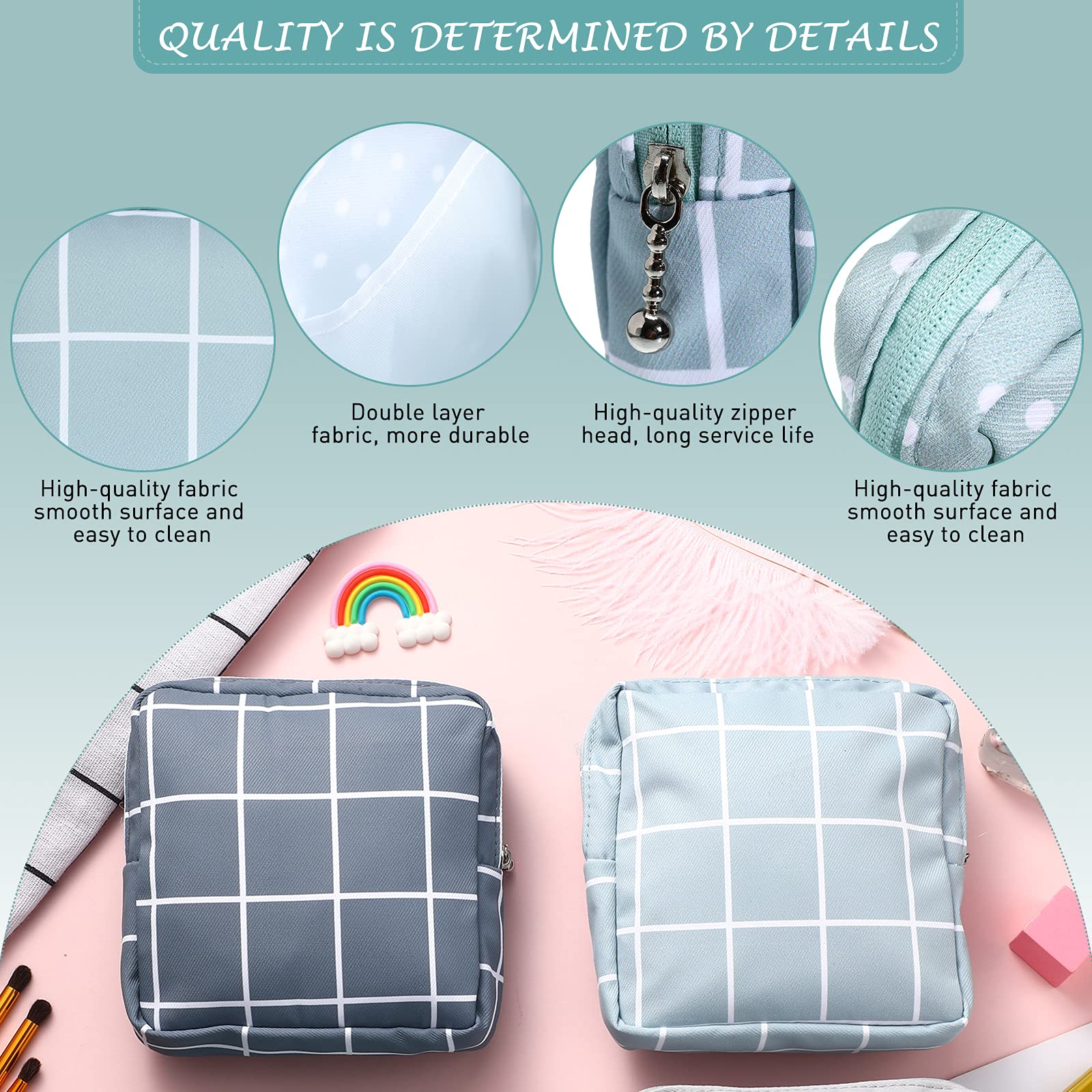 4 Pieces Sanitary Napkin Storage Bag Menstrual Pad Bag Nursing Pad Holder Portable Menstrual Period Sanitary Pouch Zipper Tampon