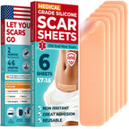 Medical Grade Silicone Scar Sheets - 6pk (5.7   x1.6   ) - Visible Difference on Surgical & Keloid Marks - Reusable C-Section Sc