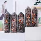 Runyangshi 1PCS Natural Crystal Flame Yooperlite Stone Tower 1.96-2.36 (5-6cm) 6 Faceted Single Point Prism Healing Crystal Wand