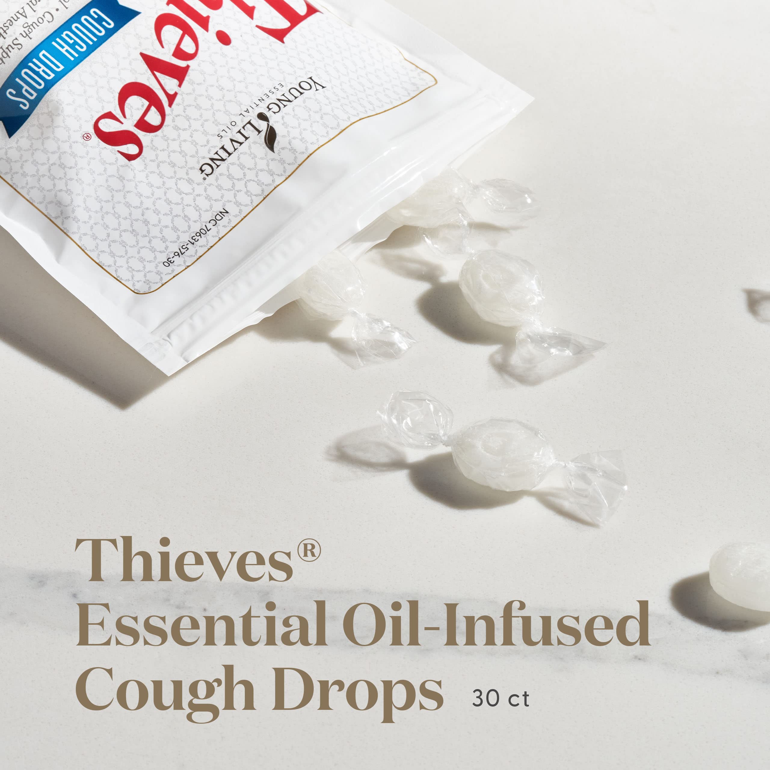 Thieves Cough Drops 30 Ct Essential Oil Infused by Young Living Essential Oil
