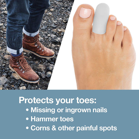 ZenToes 6 Pack Gel Toe Cap and Protector - Cushions and Protects to Provide Relief from Missing or Ingrown Toenails, Corns, Blis