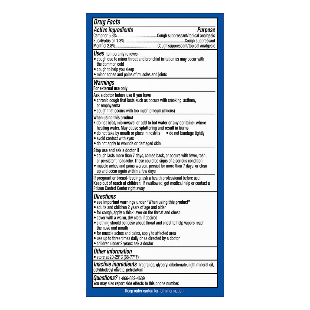 Delsym No Mess Vapor Roll-On Cough Suppressant & Topical Analgesic 1.76 oz with Camphor, Eucalyptus Oil, Menthol, Adults & Kids,