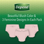Depend FIT-FLEX Incontinence Underwear for Women, Disposable, Maximum Absorbency, S, Blush, 60 Count