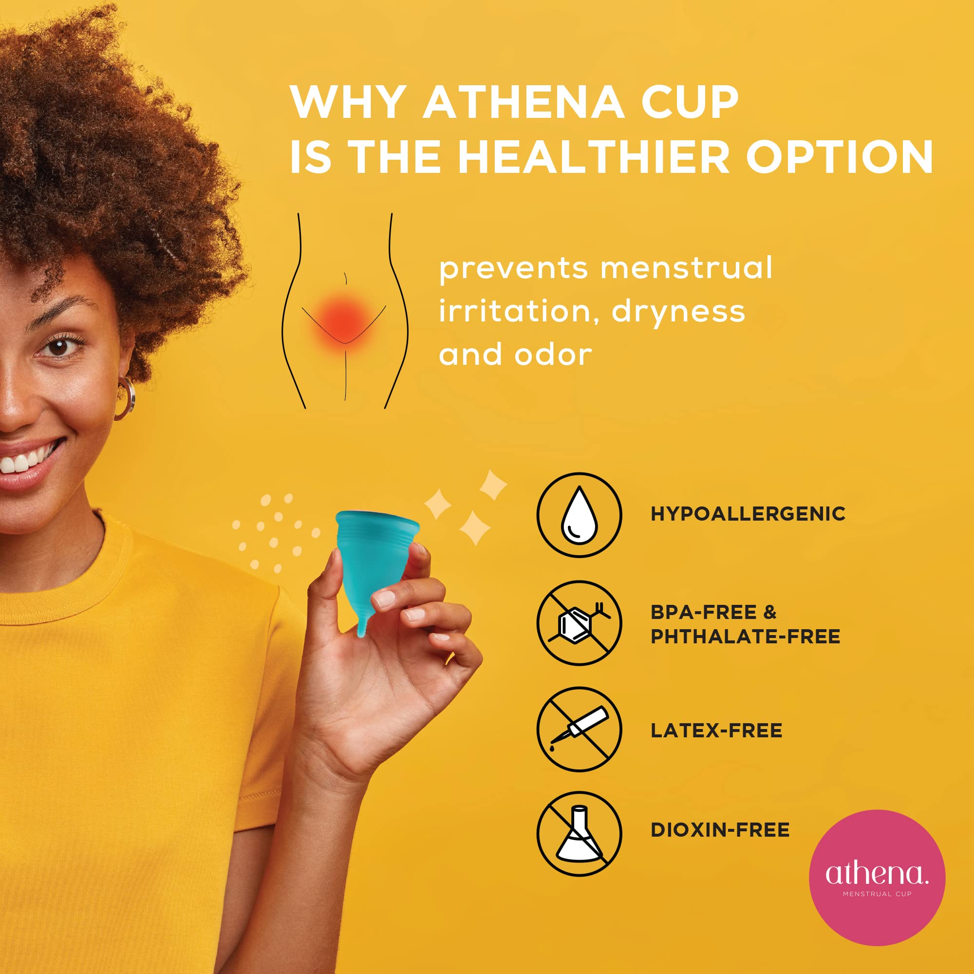 Athena Menstrual Cups - Small - The Original Softer Reusable Period Cups for Women - for Light to Regular Flow - No Shift Menstr