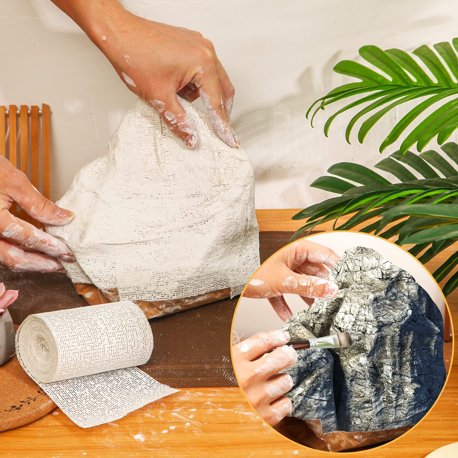 45ft - 211ft Plaster Cloth Rolls White Gauze Strips Wrap Bandages for Craft Belly Cast Mask Making Body Molds Scenery Art(4inch