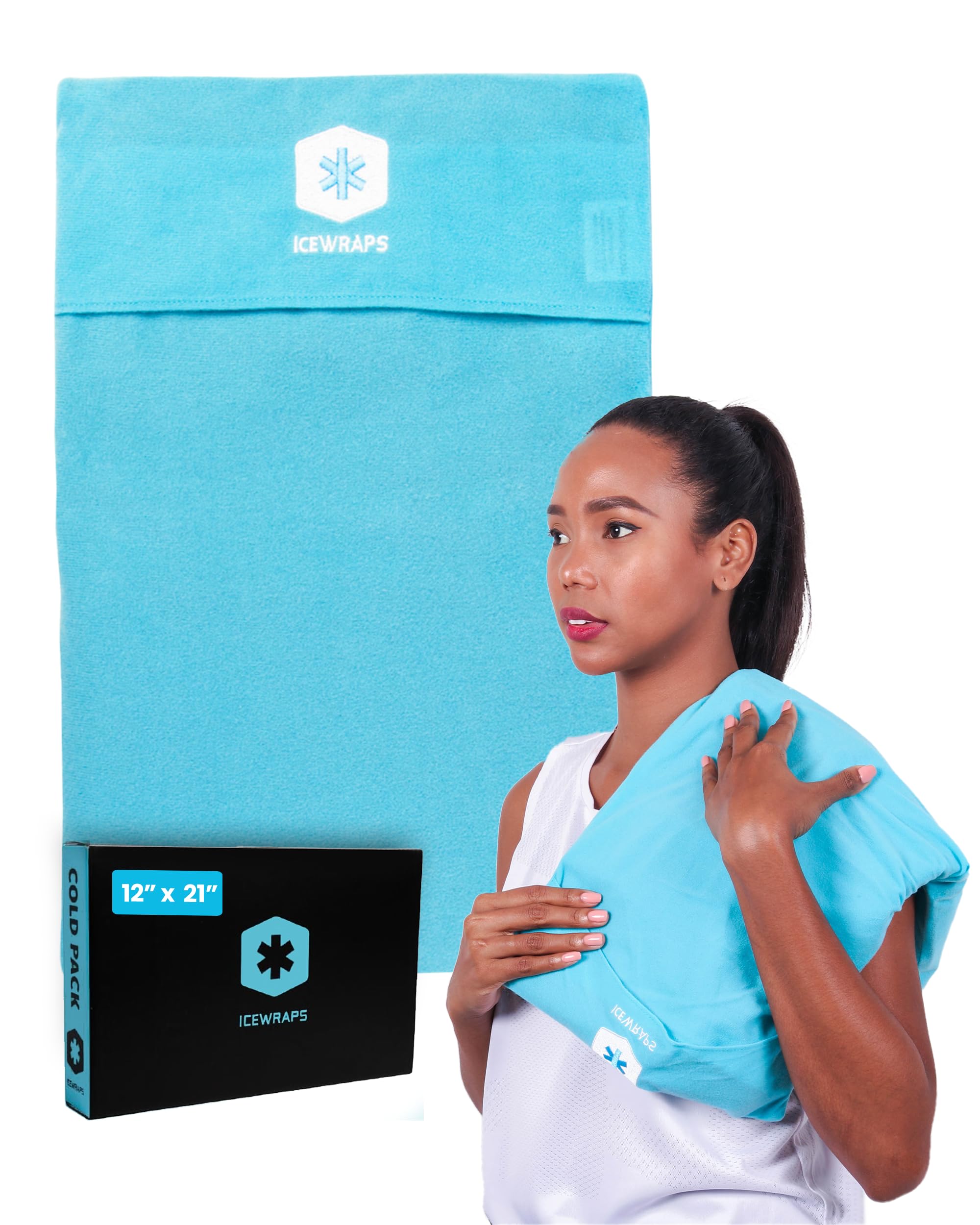 ICEWRAPS 12x21 Extra Large Ice Pack with Soft Fabric Cover | Clay Ice Pack for Physical Therapy | Soft Ice Packs for Injuries Re