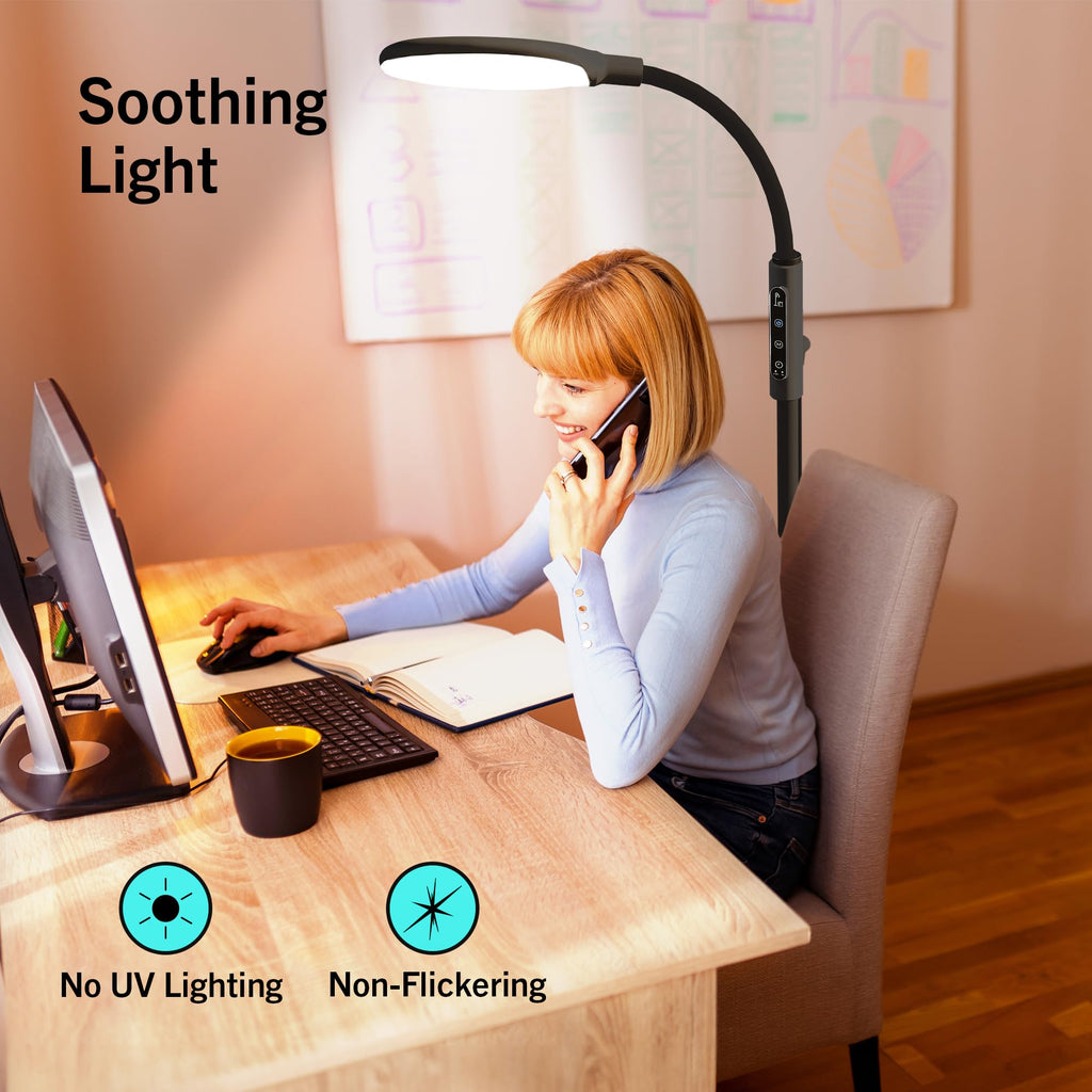 PRIMETEK Happy Lamp10000 Lux Mood Lamp, Dual Control Remote,Touch Screen Sad Lamp, Adjustable LED Floor Lamp, UV-Free Sun Light,