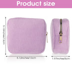 Feminine Menstrual Care Bags for Teen Girls, Mini Corduroy Period Bag for Storing Sanitary Napkins Portable Makeup Pouch with Zi