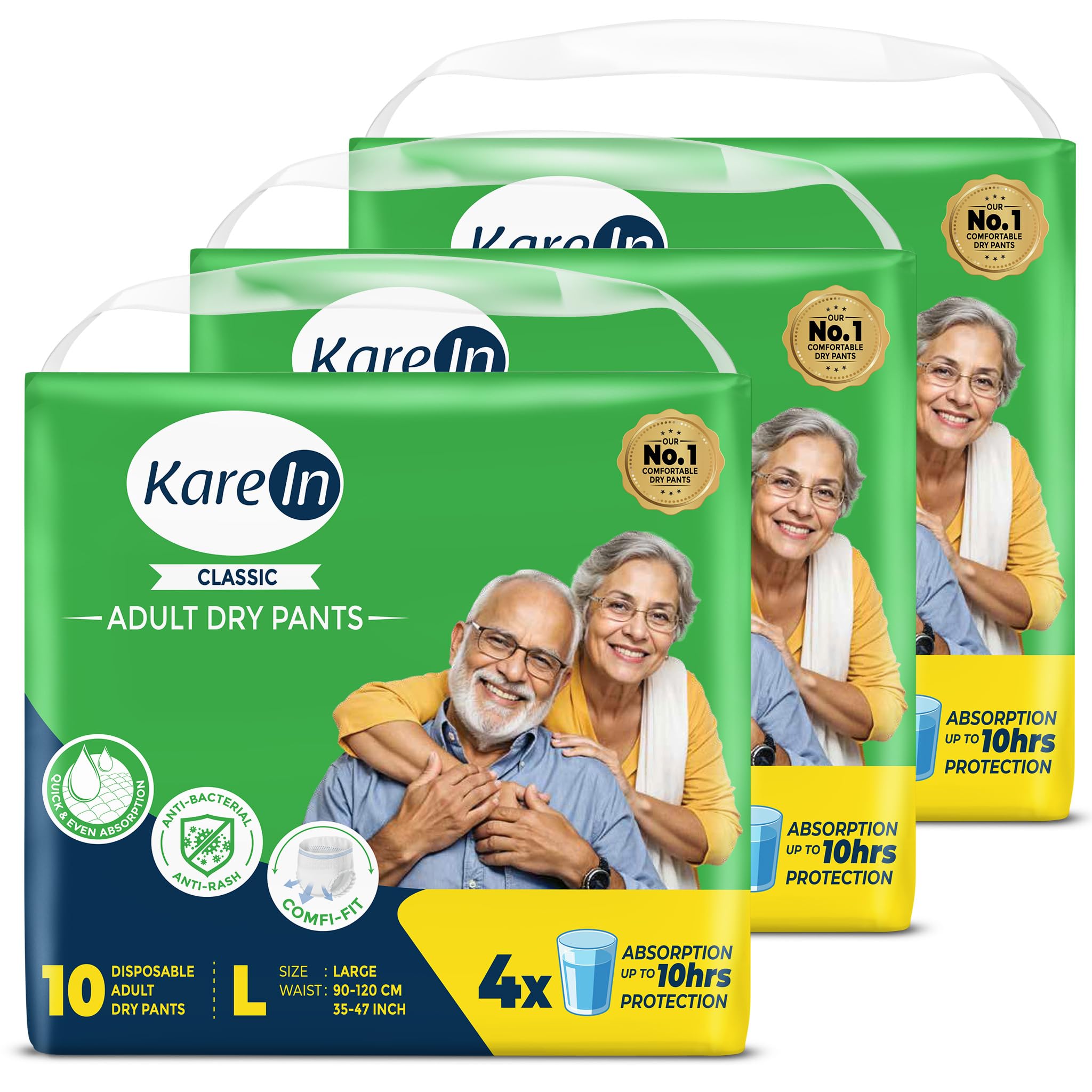 Karein Classic Adult Diaper Pant L Size, Large, Waist (90120 Cm 3547), 30 Unit, Long Protection Hour, Unisex, Quick & Even A