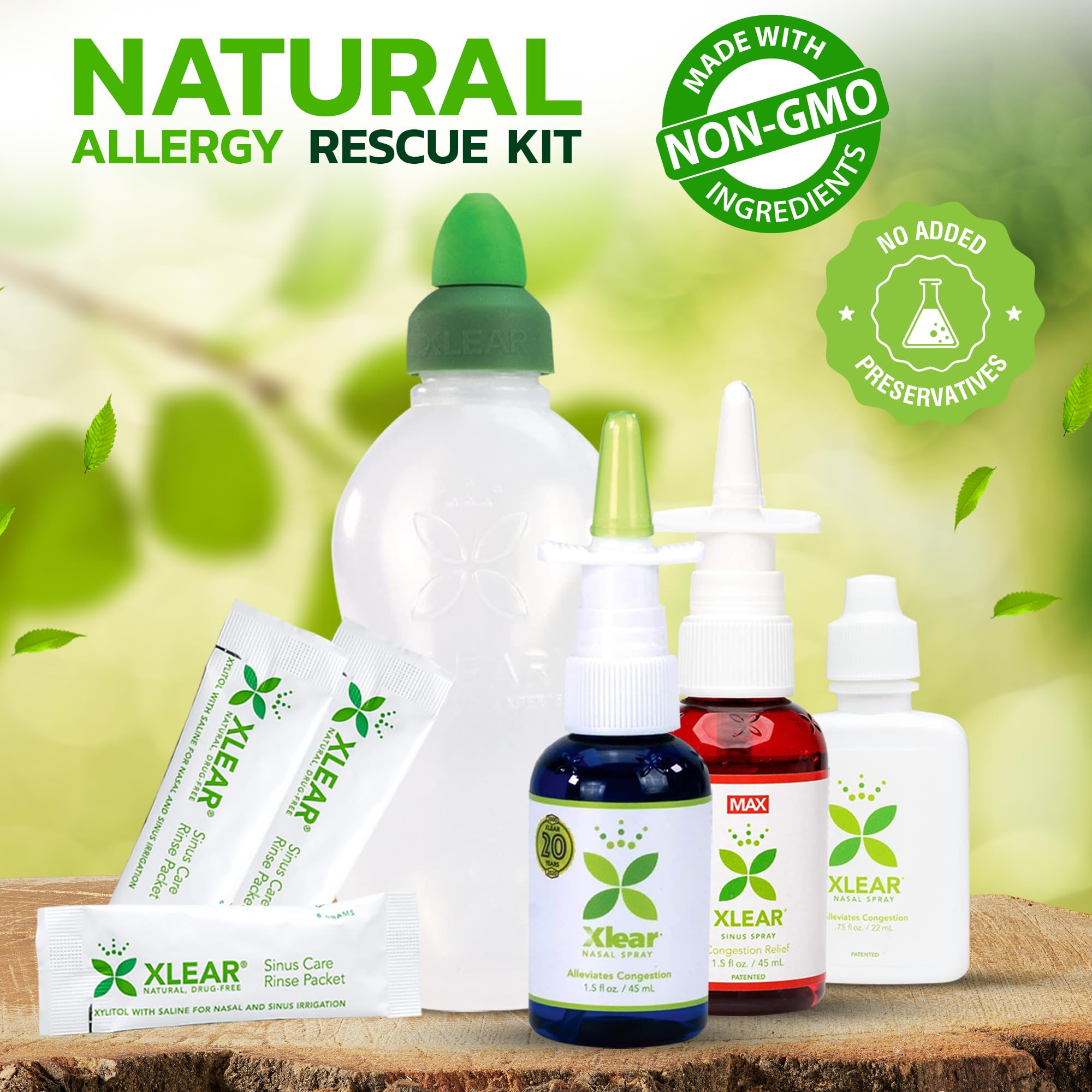 Xlear Allergy Relief Kit, All Day Allergy Rescue Kit Including Xlear Nasal Spray with Xylitol, Xlear MAX Nasal Spray, Xlear Nasa