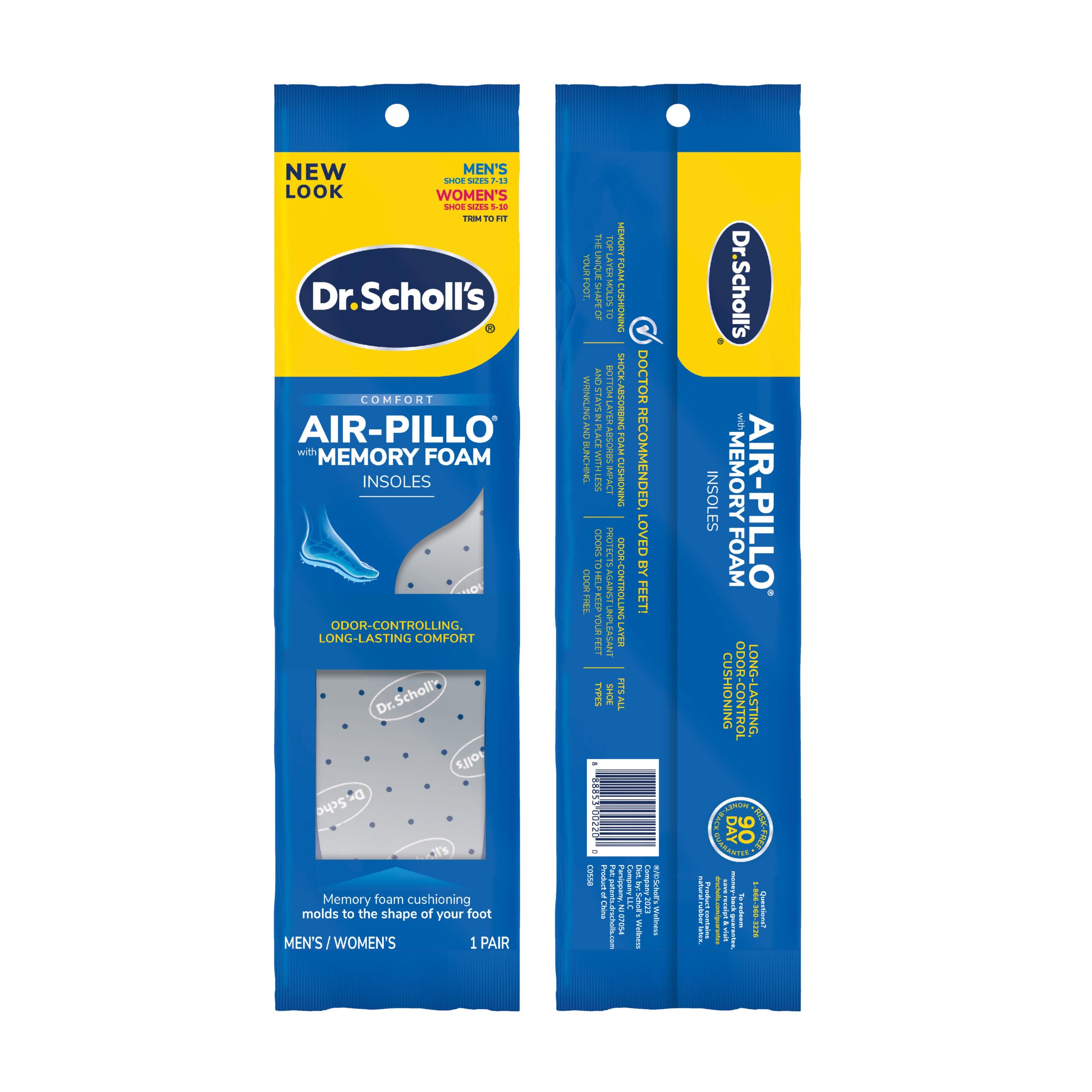 Dr. Scholls Double Air Pillo +1 pair Insole Unisex (Pack of 6)mens size 7-13, Womens size 5-10