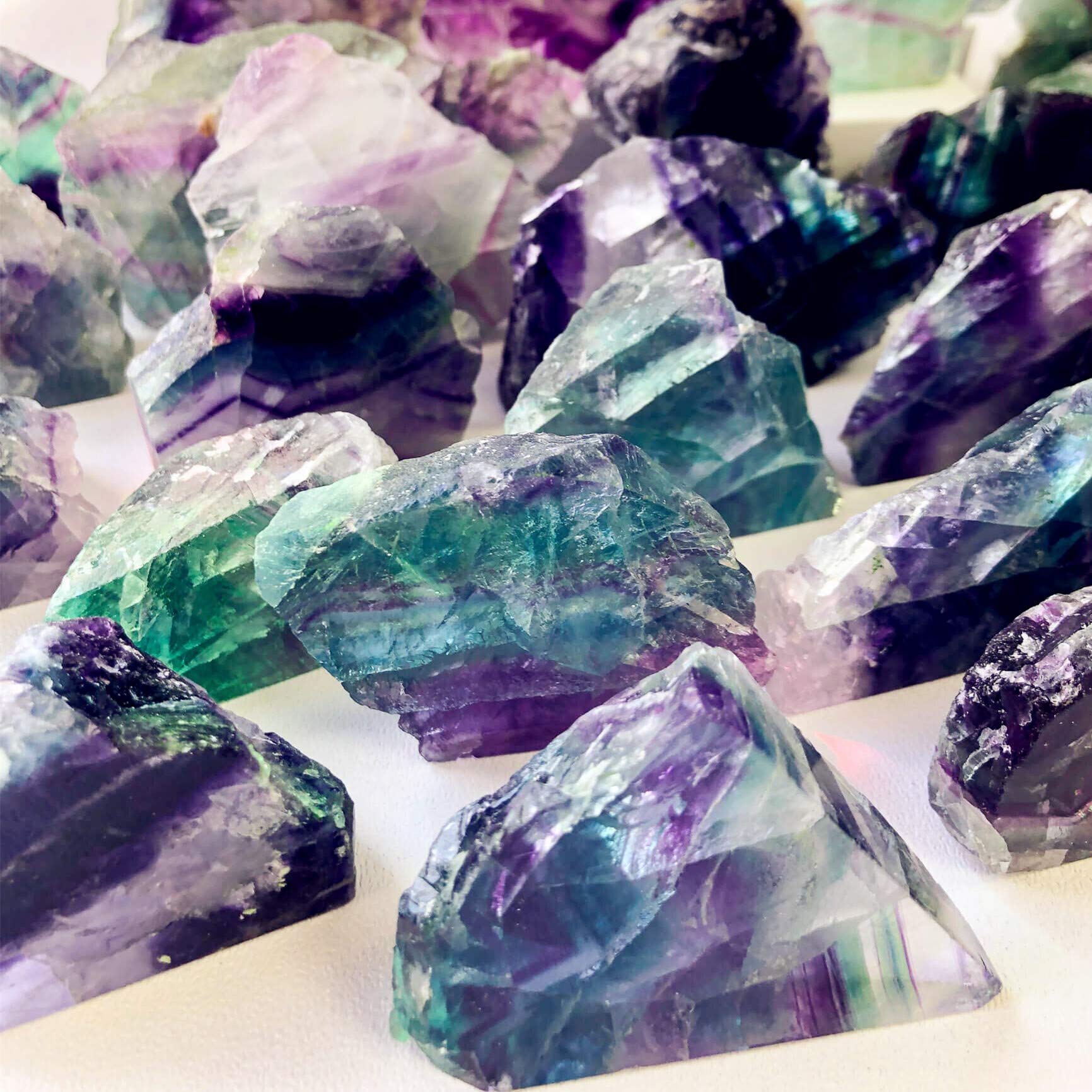 Zenkeeper 1 Lb Large Rough Fluorite Stone Raw Fluorite Crystal Stone Natural Rainbow Fluorite Purple Fluorite Green Fluorite Cry