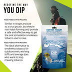 TeaZa Energy - Tobacco-Free Pouches Nicotine-Free Dip, Smokeless Alternative Snuff Healthy Chewing Dipping Alternative, Power Mi