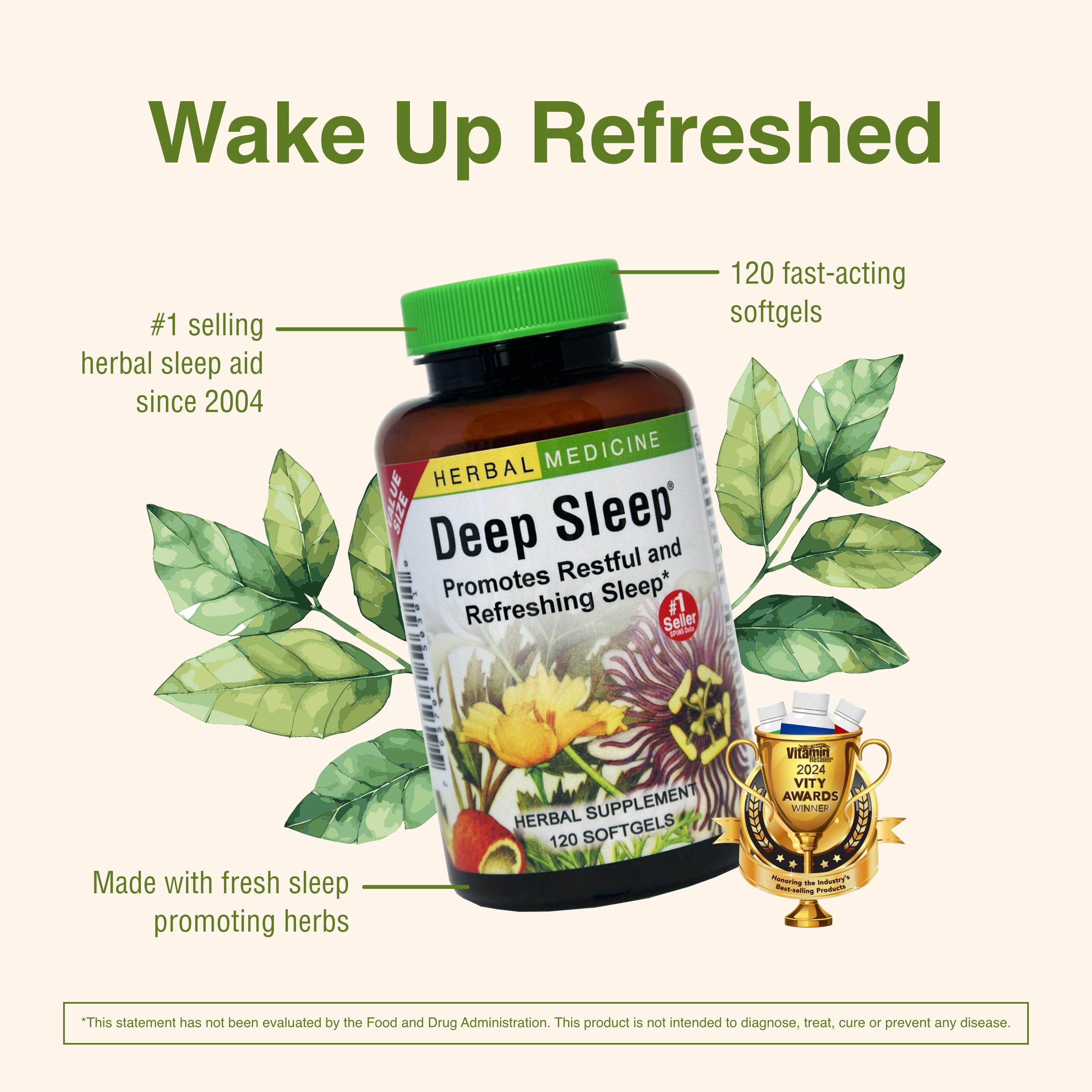 Herbs Etc. Deep Sleep Softgels - Herbal Sleep Support Supplement - Rest & Calming Support with Passionflower, Chamomile & Lemon