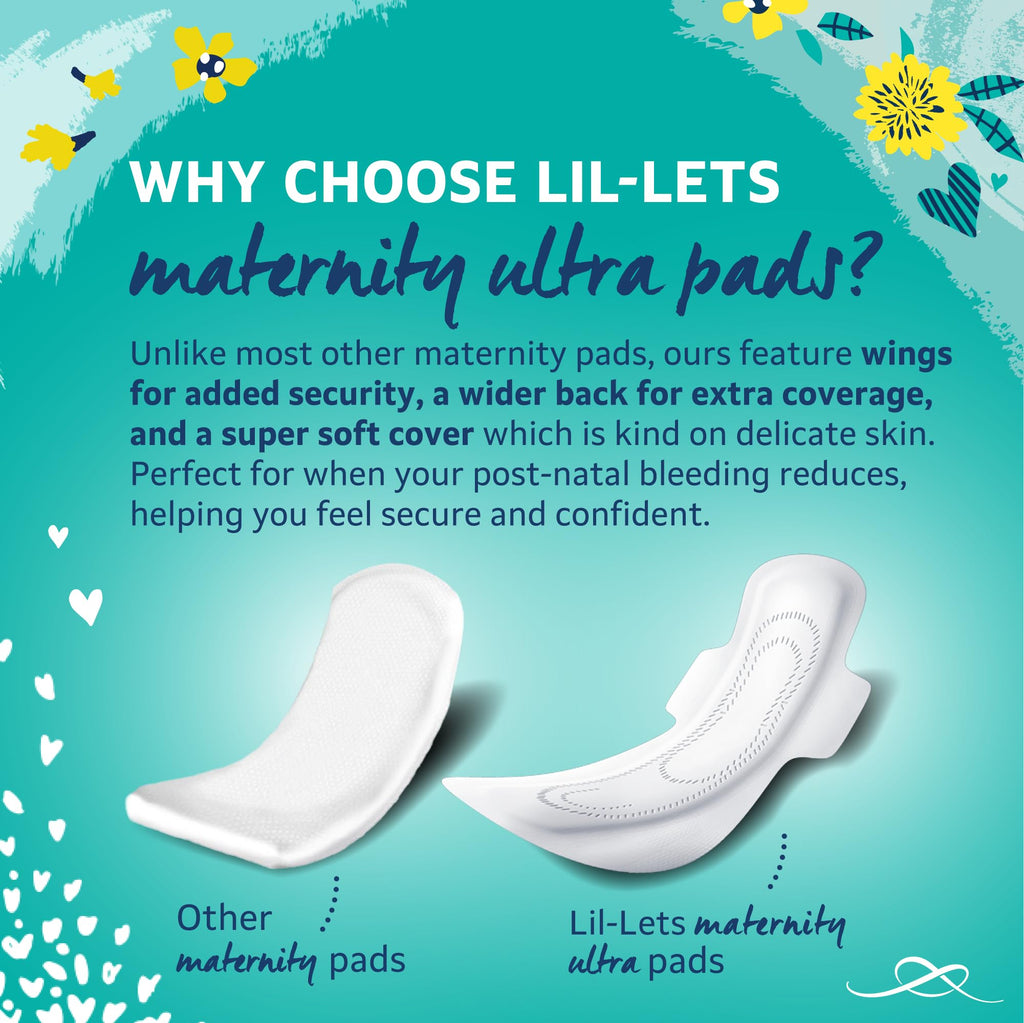 Lil-Lets Maternity Ultra Thin Pads with Wings - 36 Pack Bundle for Post-Natal Bleeding & Lighter Flow - Postpartum Essentials -