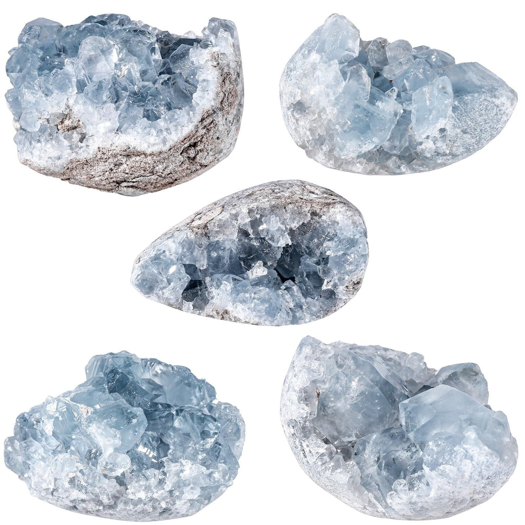 Rockcloud Natural Raw Blue Celestite Mineral Healing Crystal Cluster Geode Irregular Home Decoration Gemstone Specimen, 0.11-0.2