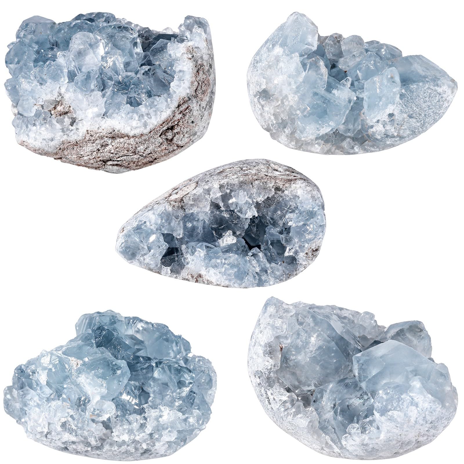 Rockcloud Natural Raw Blue Celestite Mineral Healing Crystal Cluster Geode Irregular Home Decoration Gemstone Specimen, 0.11-0.2