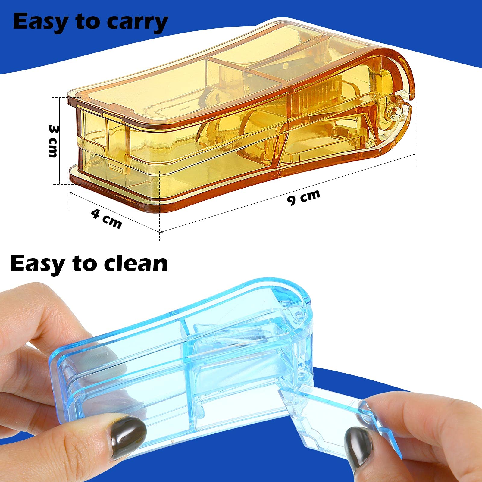 Nuanchu 18 Pieces Pill Cutter Portable Medicine Holder with Stainless Steel Blade Easy Cut for Cutting Pills Tablet in Half for