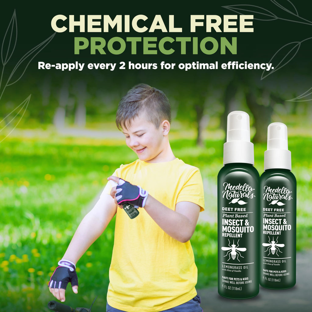 Deet-Free Insect & Mosquito Repellent Pack of 2 (4 oz) - Nice Smelling Insect Repellent with Lemongrass Oil Safe for Pets and Ki