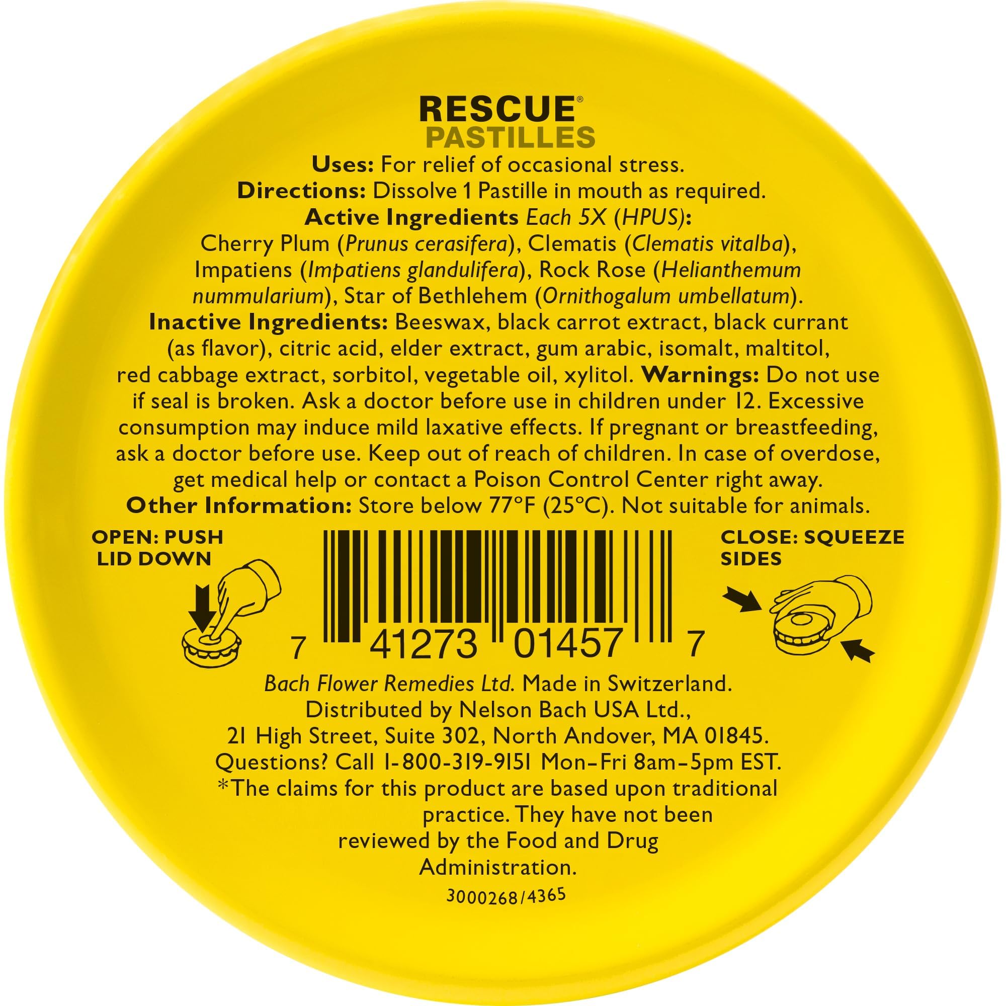 Bach Rescue Remedy Pastilles Black Currant, 1.7 oz (2 Pack)