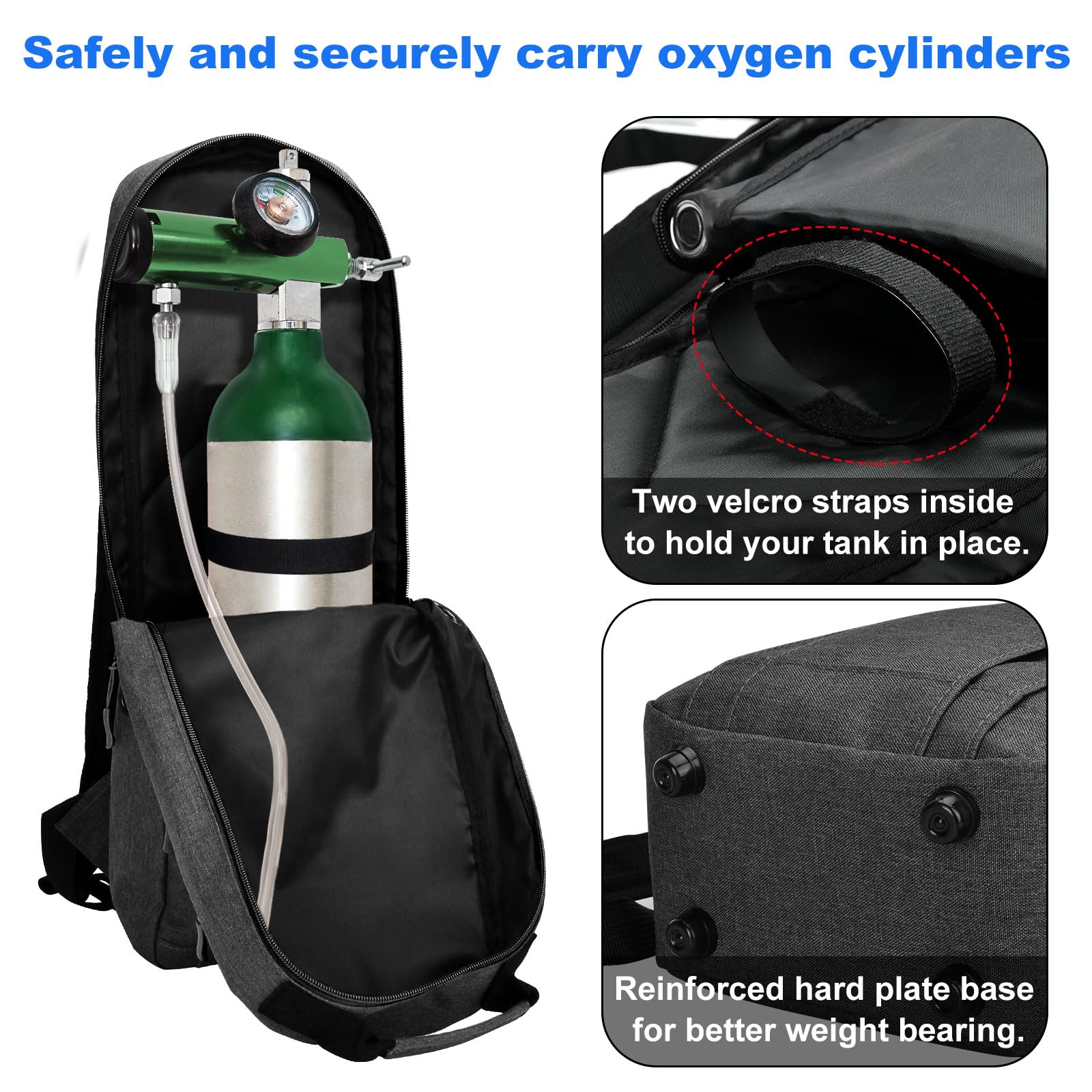 iGuerburn Oxygen Tank Backpack Size D, Portable Oxygen Backpack for D/M15 JD/M22 Cylinder Bag O2 Tank Carrier Holder for Travel