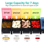 Fullicon Weekly Pill Box Organizer, 7 Day Tablet Boxes for Vitamins and Supplements, Easy to Open Large Medicine Box, Portable M