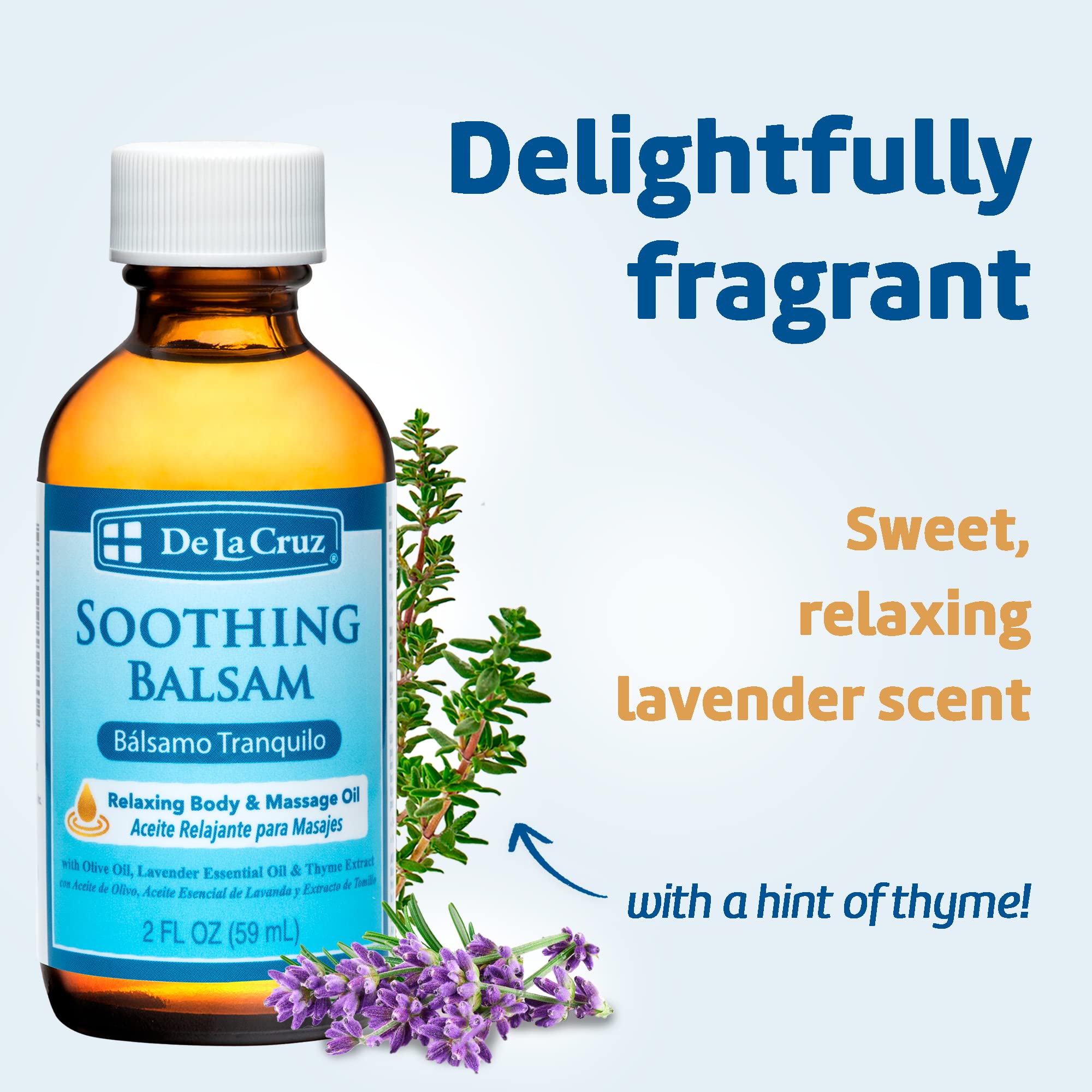 De La Cruz Soothing Balsam (Balsamo Tranquilo) Massage Oil - No Preservatives or Artificial Colors - Made in USA - 2 FL OZ