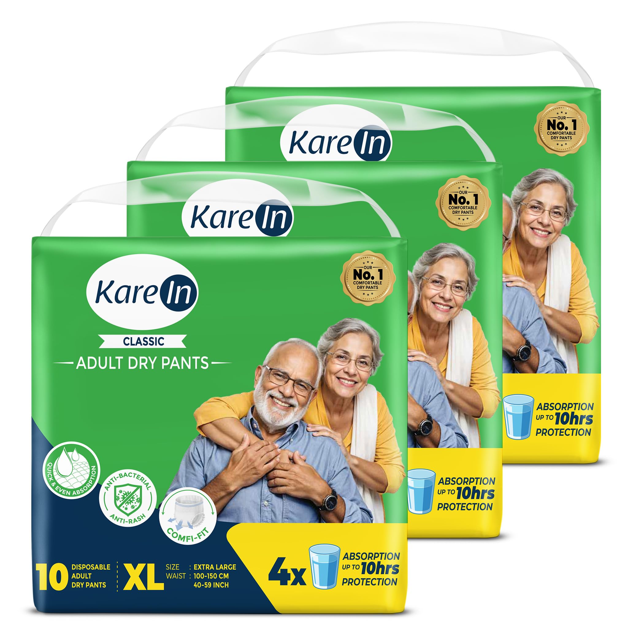 Karein Classic Adult Diaper Pant Xl Size, Extra Large, Waist (100150 Cm 4059), 30 Unit, Long Protection Hour, Unisex, Quick 
