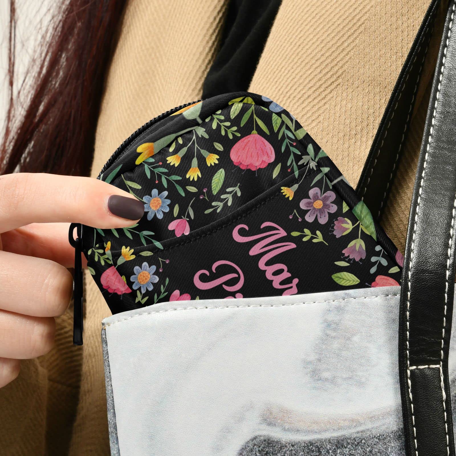 Custom Pill Box 7 Day Pill Case Bag Floral Flowers Personalized Name Travel Pill Organizer Bag with Zipper Portable Weekly Case