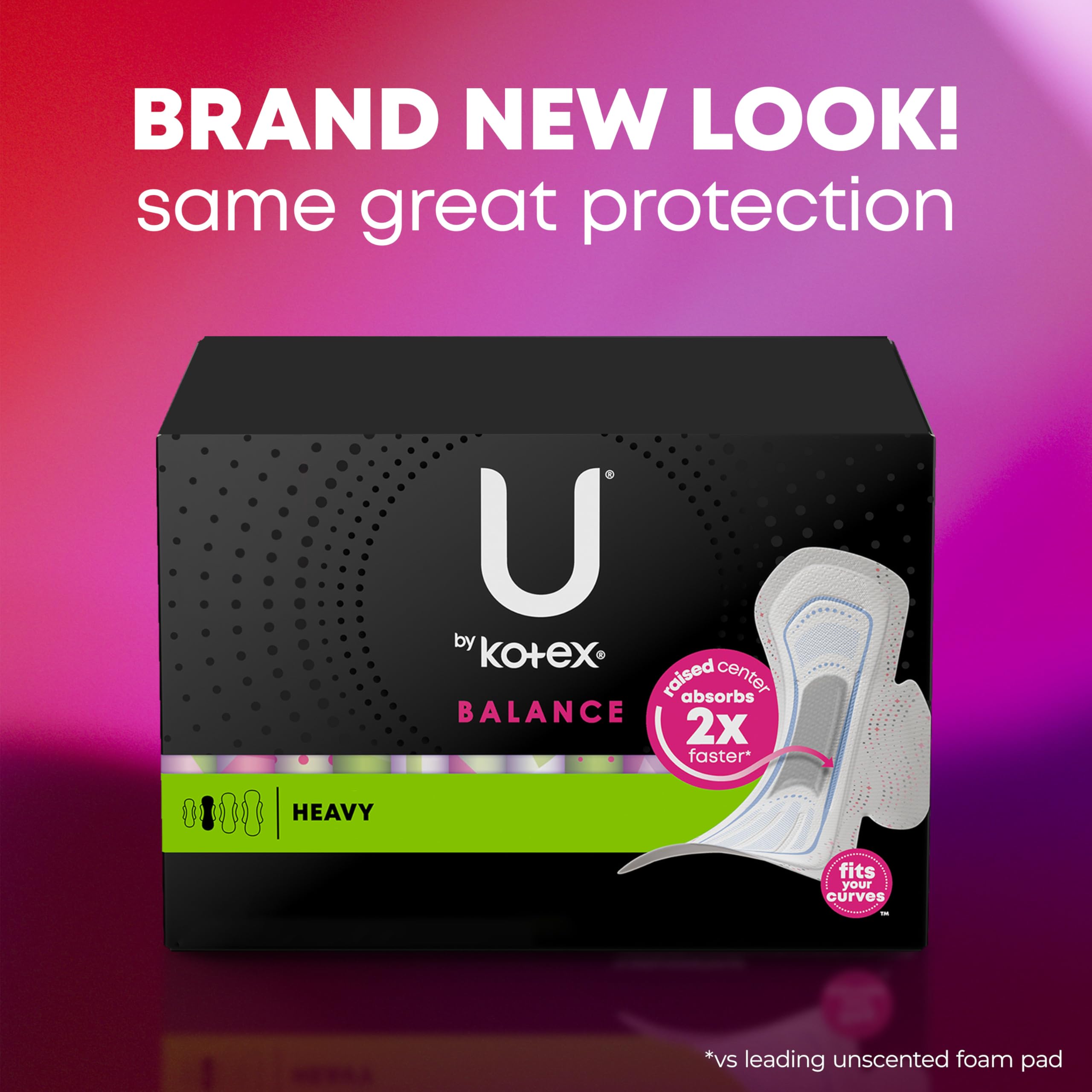 U by Kotex Balance Ultra Thin Pads with Wings, Heavy Absorbency, 96 Count (6 Packs of 16) (Packaging May Vary)