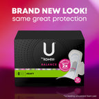 U by Kotex Balance Ultra Thin Pads with Wings, Heavy Absorbency, 96 Count (6 Packs of 16) (Packaging May Vary)