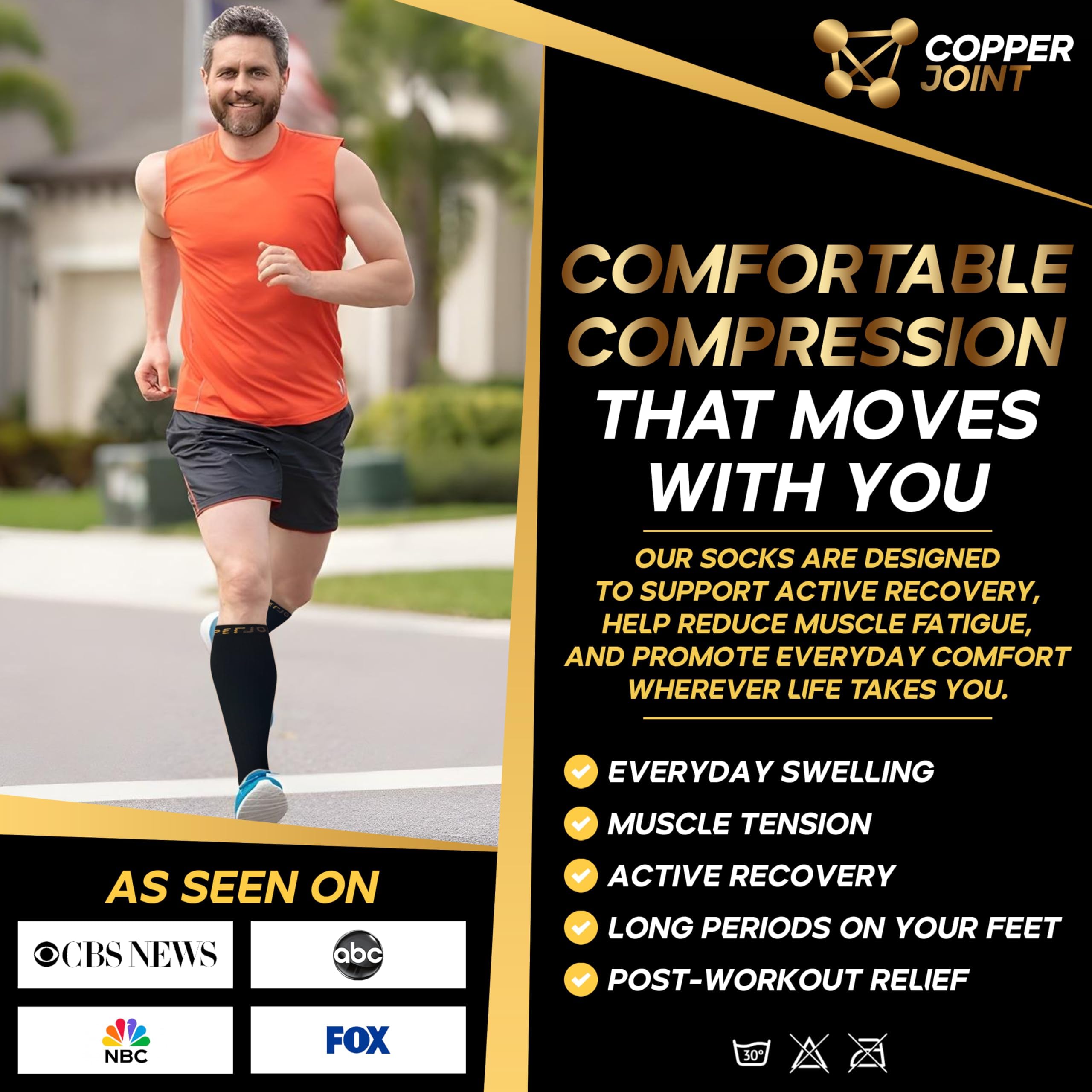 CopperJoint Copper Compression Socks for Women & Men - Diabetic Socks, Improves Circulation, Reduces Swelling & Pain - For Nurse