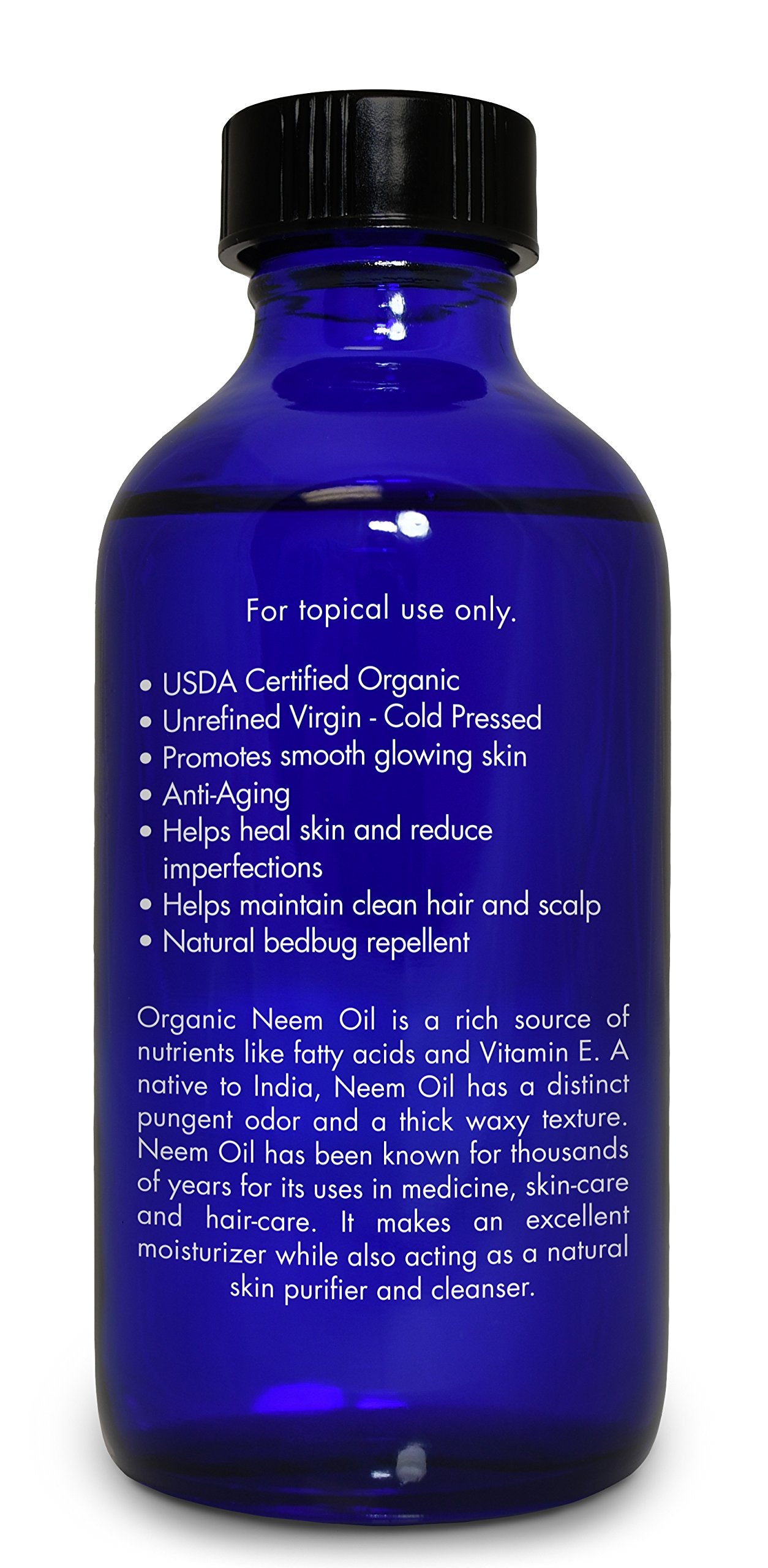 Organic, Neem Oil, for Plants, Skin, Hair, Dogs - 100% Pure, Neem Oil, by Zongle Therapeutics, 4 OZ