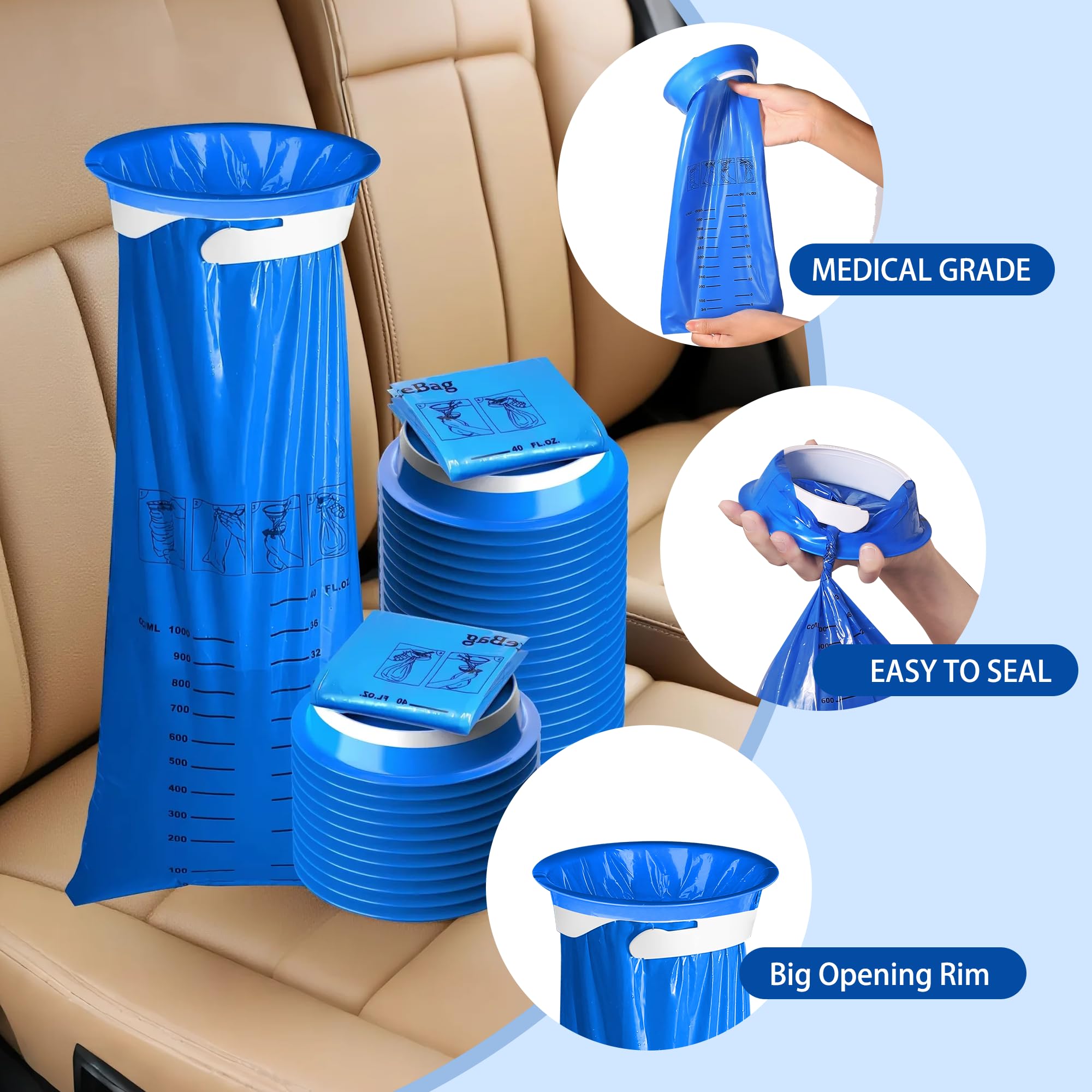 CDThinkingU Emesis Vomit Bags Disposable,100 Pack Barf Throw Up Bag for Car Adult& Kids- Leak Resistant 1000ML Portable Puke Thr