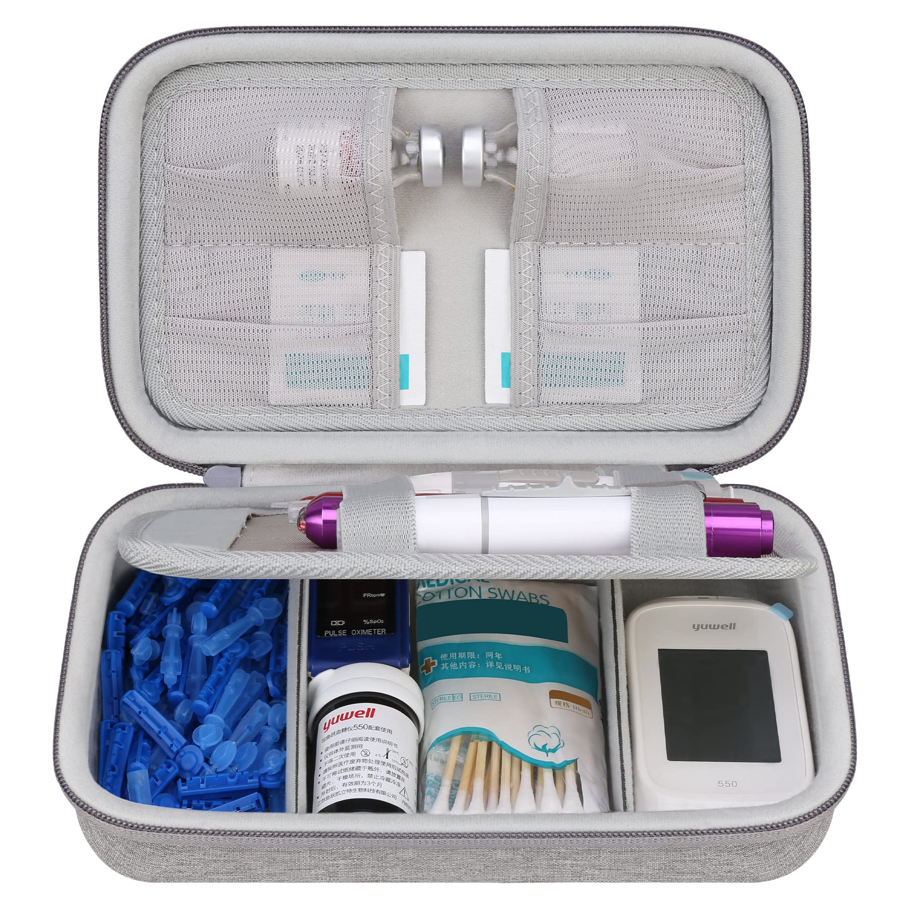 Elonbo Diabetic Supplies Travel Case, Glucose Meter Portable Storage Bag, Diabetic Care Kits Organizer Holder, Diabetic Supply C