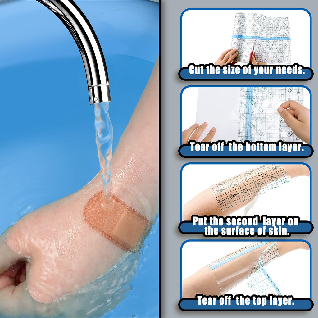 Transparent Dressing Adhesive Bandage Waterproof Clear Adhesive Bandages Stretch Tape for Tattoos Swimming (10 Inch x 5.47 Yard)