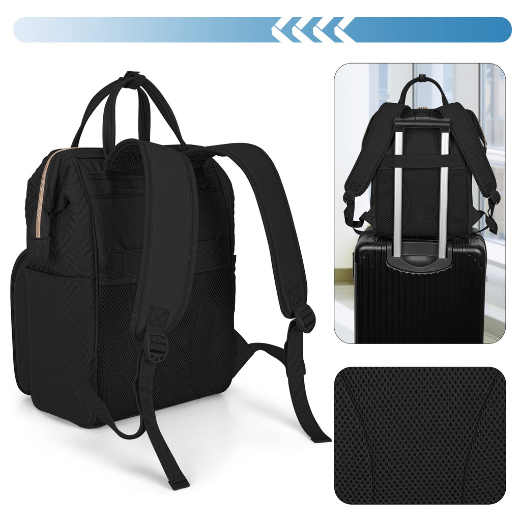 Fasrom Nurse Backpack for Work Women, Nursing Tote Bag with Laptop Compartment for Nursing Work and Home Health Care, Black (Emp