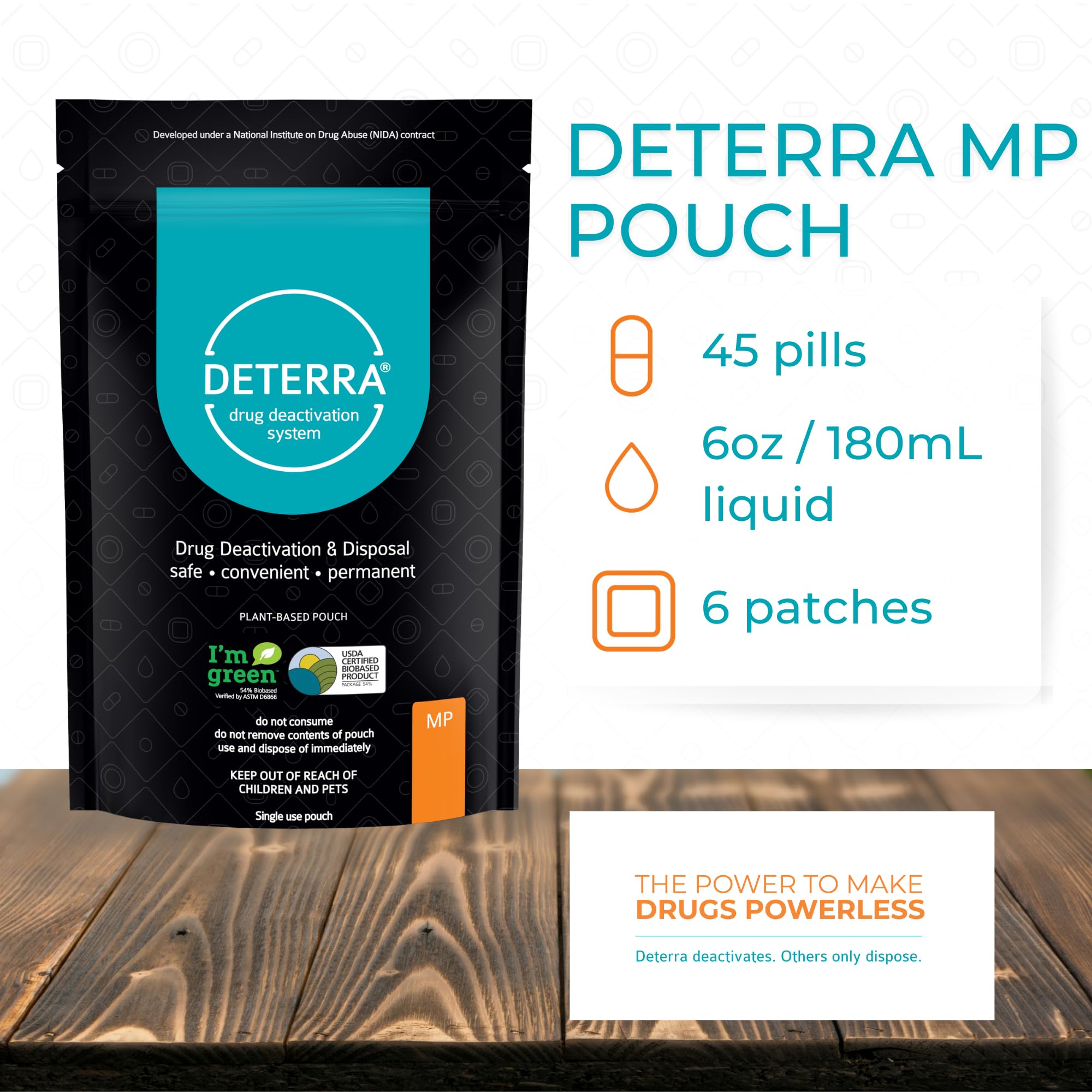 Deterra-MP - Drug Deactivation and Medication Disposal System - Safe Medication, Pill, and Liquid Destroyer - Plant-Based Medium