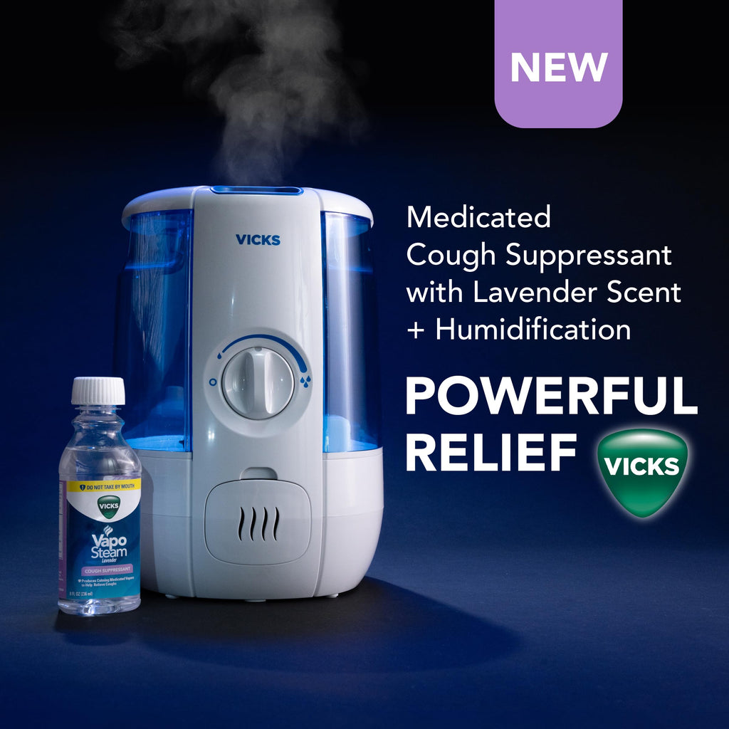 Vicks VapoSteam Lavender - Medicated Liquid with Camphor, Cough Suppressant - Helps with Cough Relief, Relaxation, and Comfortab