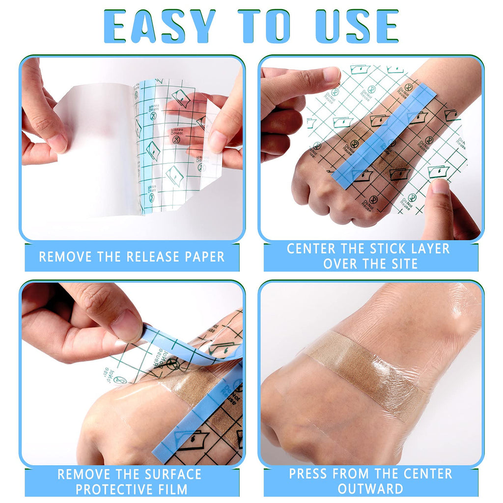 50 Pieces Transparent Stretch Adhesive Bandage Waterproof Transparent Film Dressing Bandages 4 x 4.75 Inches Clear Adhesive Dres