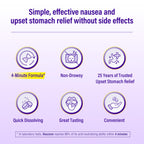 Nauzene Upset Stomach & Nausea Relief with Ginger | 4-Minute Formula | Non-Drowsy | Ginger Honey Flavor | 42 Count