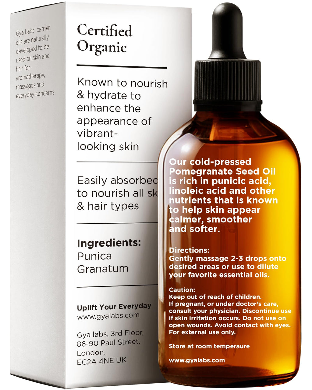 Gya Labs Organic Pomegranate Seed Oil for Skin, Face & Body - 100% Pure Natural Pomegranate Carrier Oil for Hair, Diffuser (3.4
