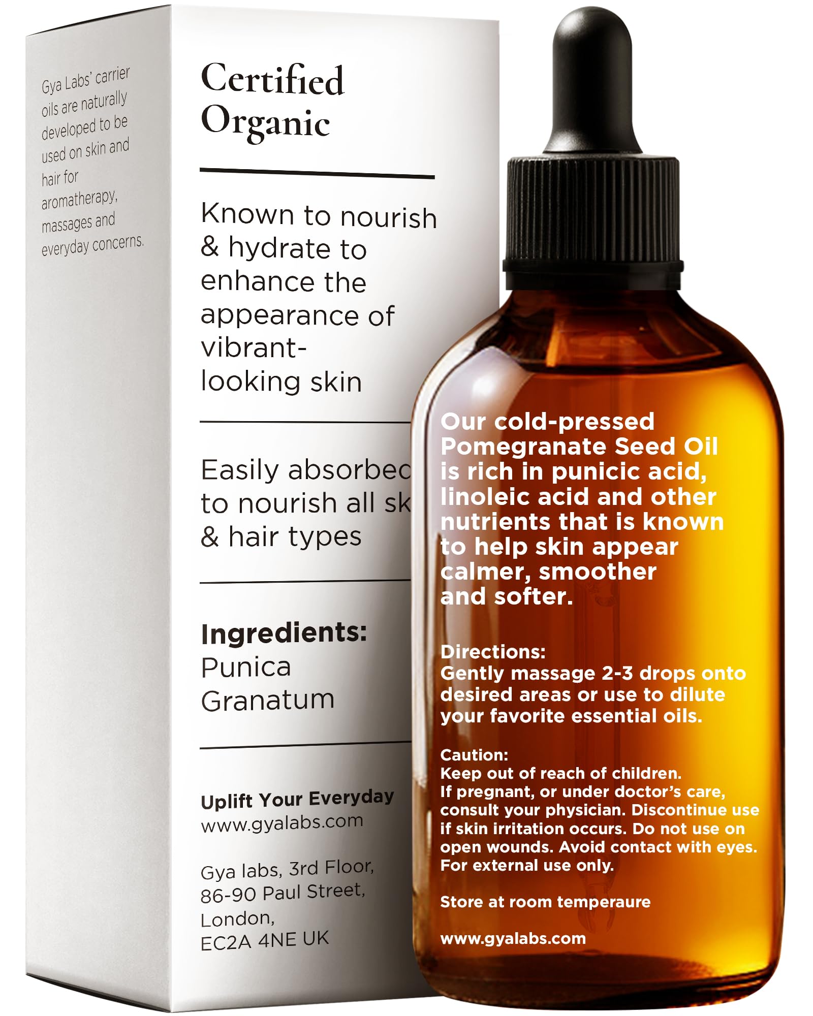 Gya Labs Organic Pomegranate Seed Oil for Skin, Face & Body - 100% Pure Natural Pomegranate Carrier Oil for Hair, Diffuser (3.4