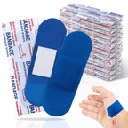 Geiserailie 120 Pcs Food Service Blue Detectable Bandage Woven Fingertip Waterproof Flexible Bandages Non-Stick Pad Latex Free f