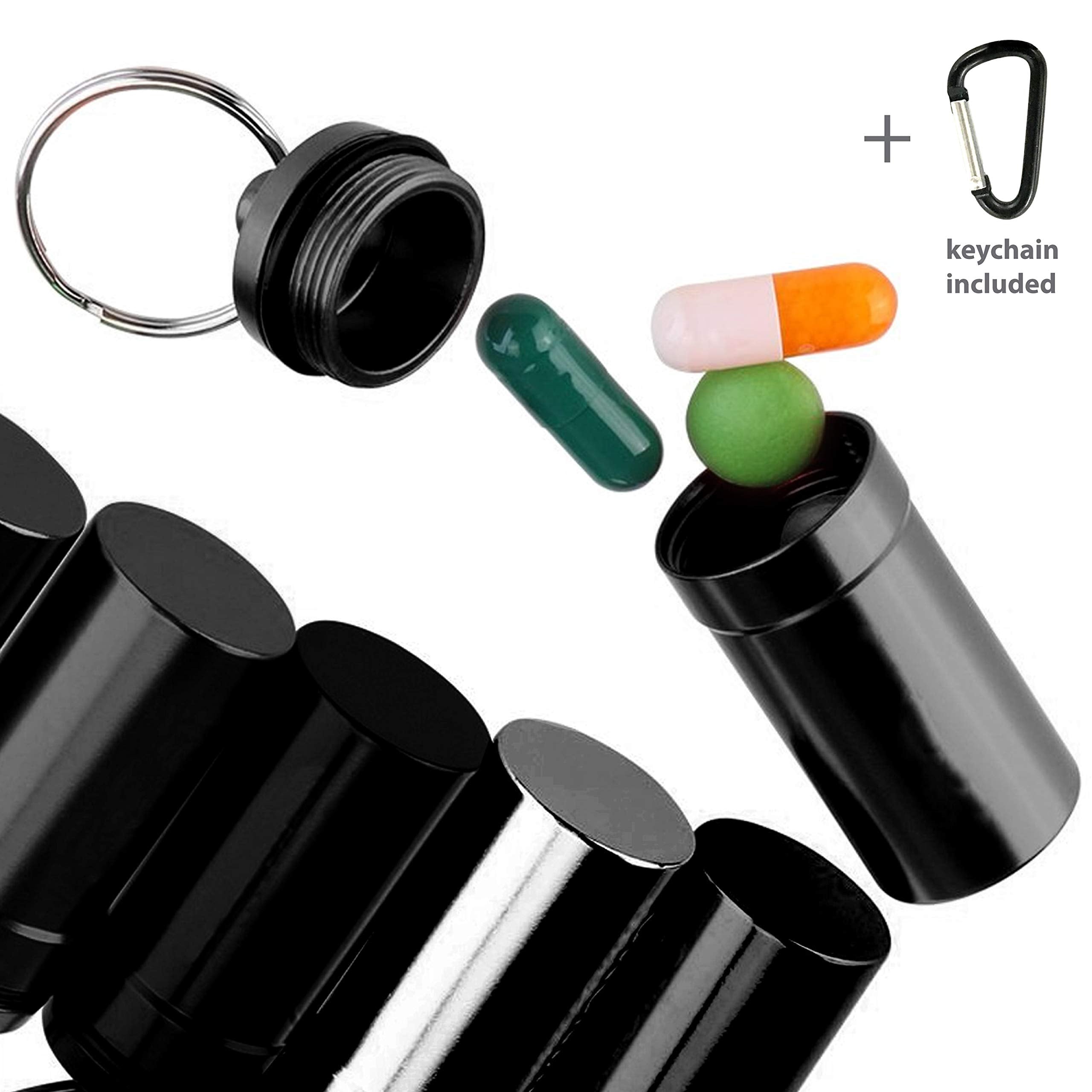 Deke Home - Keychain Pill Holder, Aluminium Small Pill Case, Waterproof Pill Bottle Organizer, Portable Mini Travel Container fo