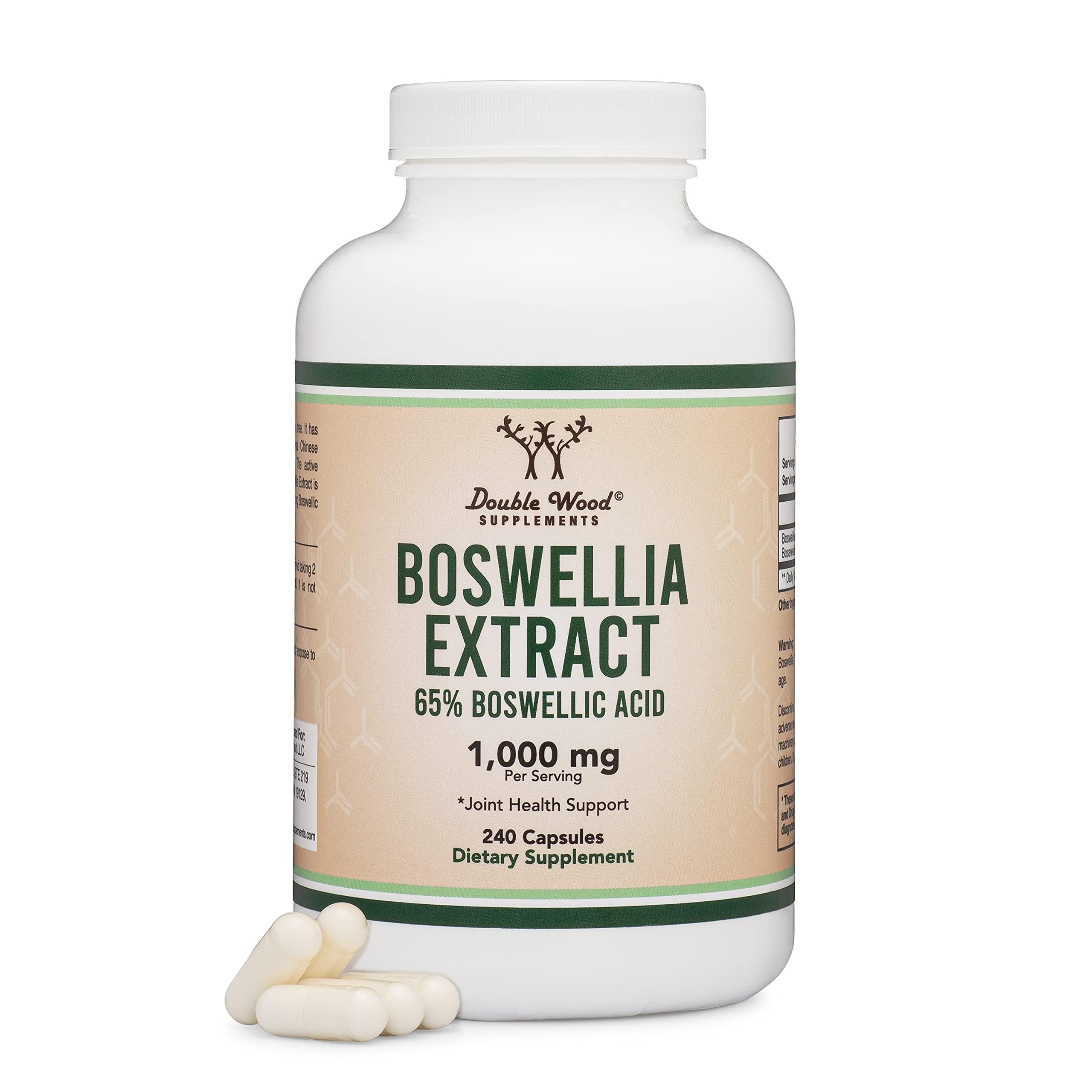 Boswellia Serrata - 240 Capsules (Max Strength 1,000mg of 65% Boswellic Acid Extract) Boswellia Extract Capsules (Joint Support 